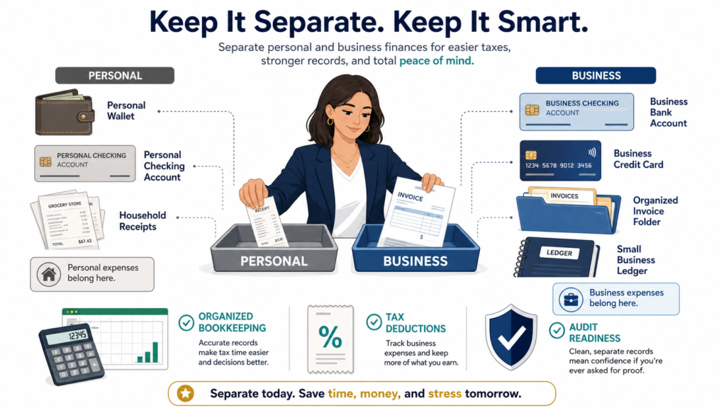 Separate business and personal finances.
